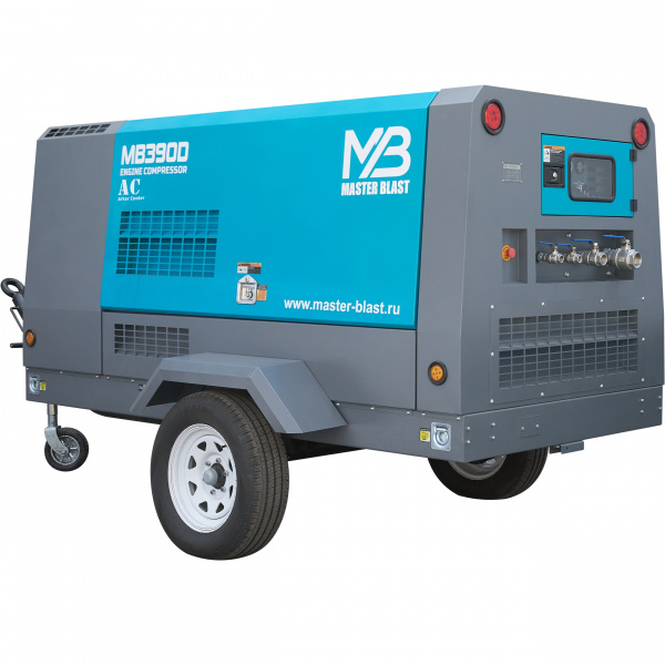 Винтовой компрессор Master Blast MB-390D-10+AC (дизельный с осушителем) - Фото